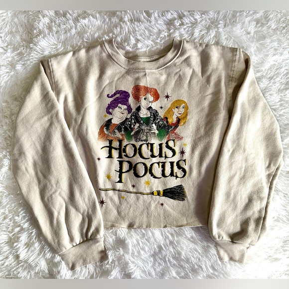 Disney Hocus Pocus Sweatshirt Crewneck Crop spell on you Sanderson Sisters Sz L - Picture 9 of 10
